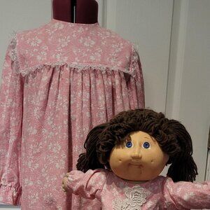 Handmade Girls nightgown with matching doll nightgown